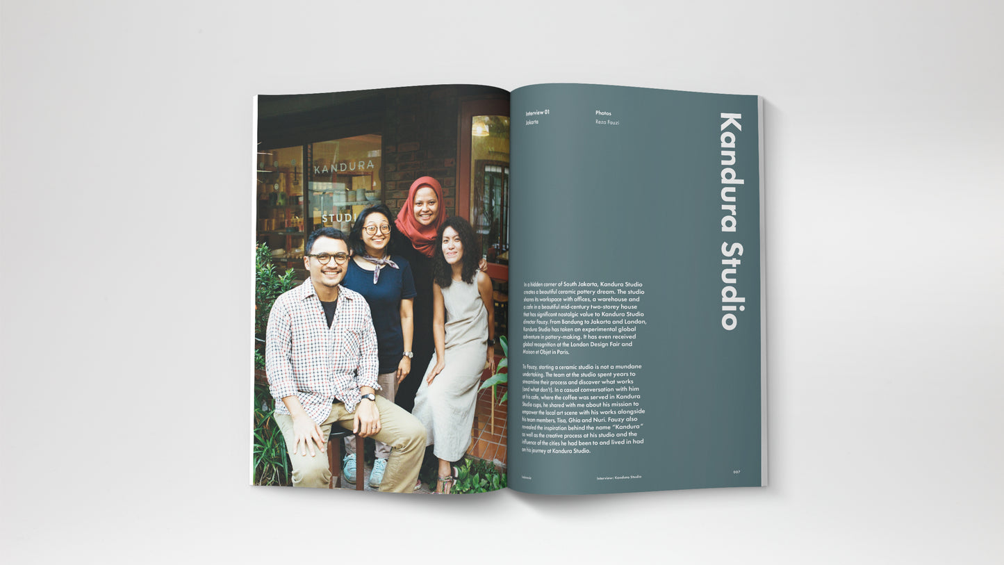 A travel magazine about Malaysia and Indonesia story. Featuring a journey from Kuala Lumpur, Pangkor Island, Kuala Terengganu, Behrang, Kota Kinabalu, Yogyakarta and Jakarta. An Interview with Kandura Studio in South Jakarta. 